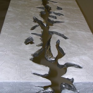 Detail of 82 inch White Glacier Console Table